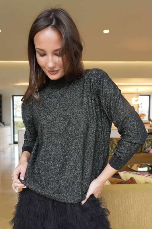 Tallulah Soft Stretch Sparkle Skim Knit Black